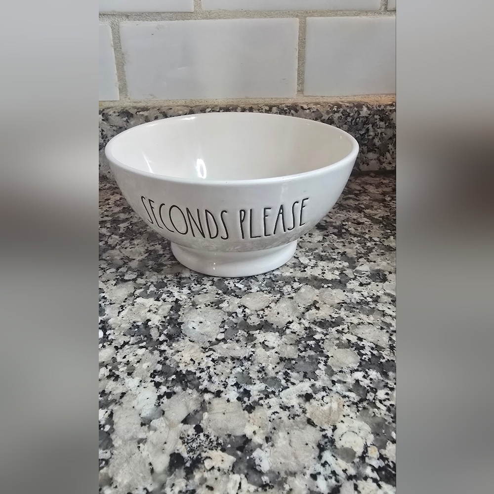 White Ceramic Bowl with Text